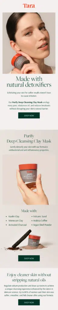 Cover for Tara Purify brand email design.