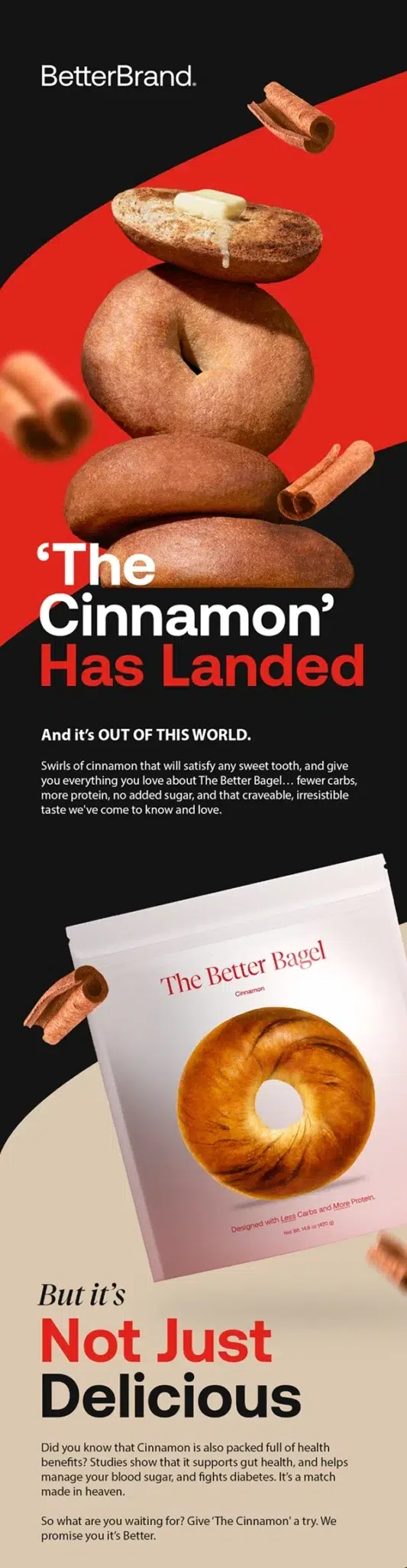 Cover for The BetterBrand Cinnamon brand email design.