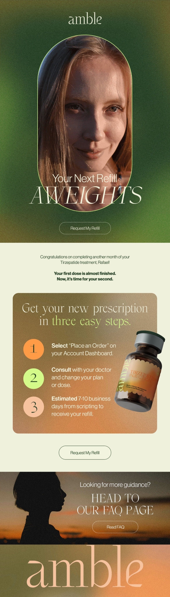 Email design with subscription by Amble.
