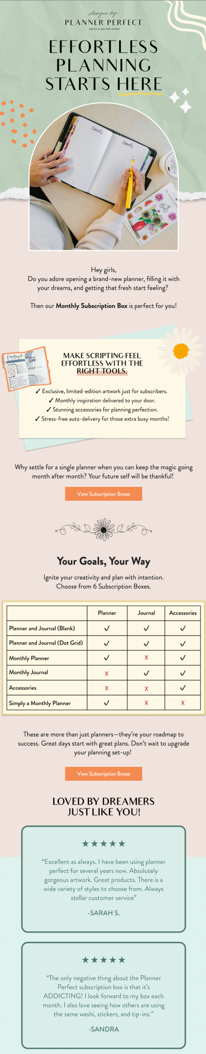 Email design with subscription by Design by Planer Perfect.