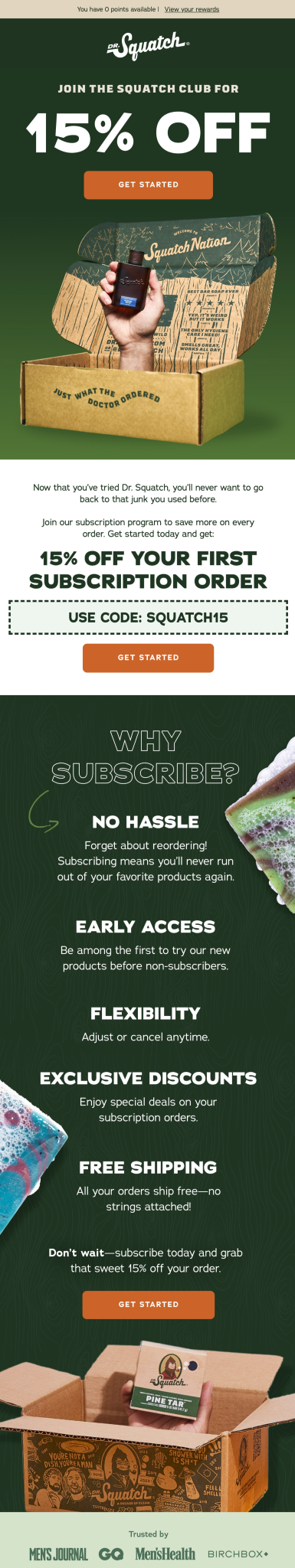 dr.Squatch email design for case study.