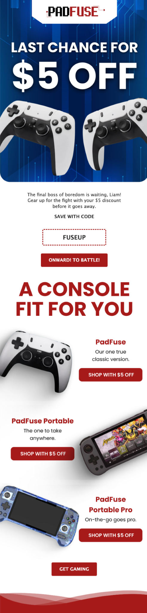 PadFuse email for case study.