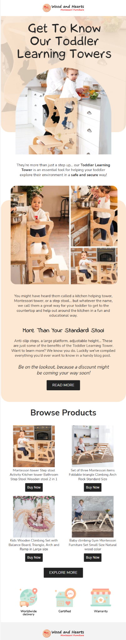 Wood & Hearts email for case study.