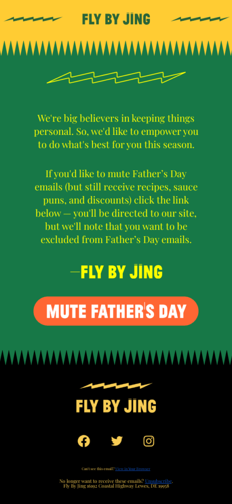 Opt-out of Father's day email.