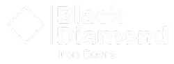 Black Diamond Iron Doors white logo.