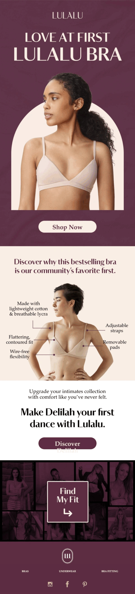Lingerie brand email design.
