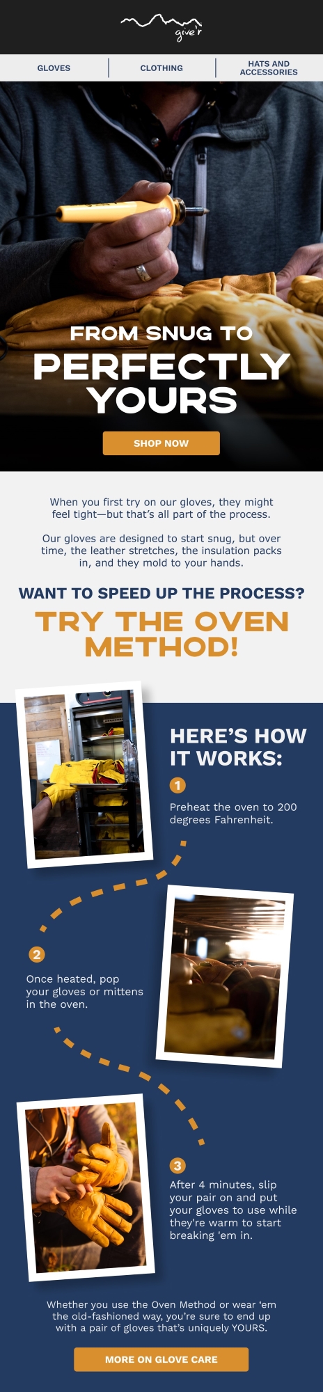 Email design for outdoor case study by Give'r.