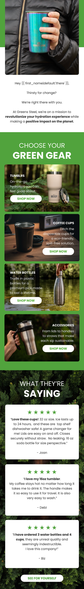 Email design for outdoor case study by Greens Steel.