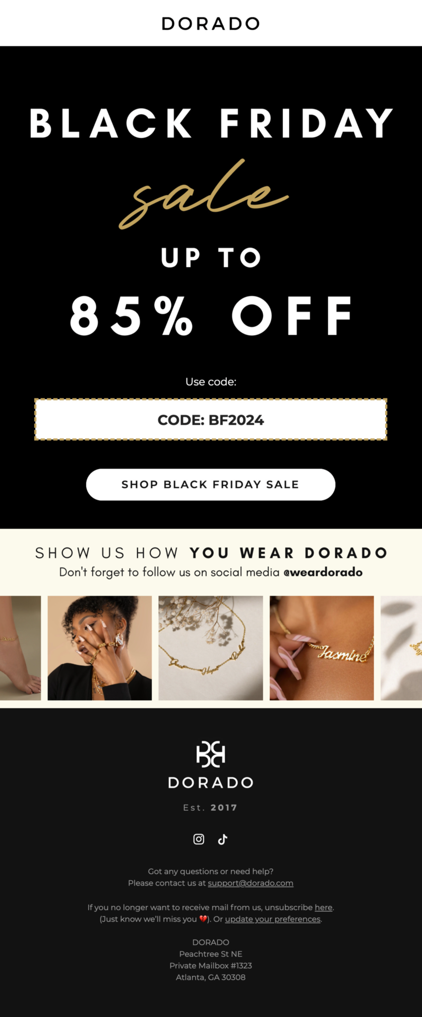 DORADO email design for BFCM br Flowium.