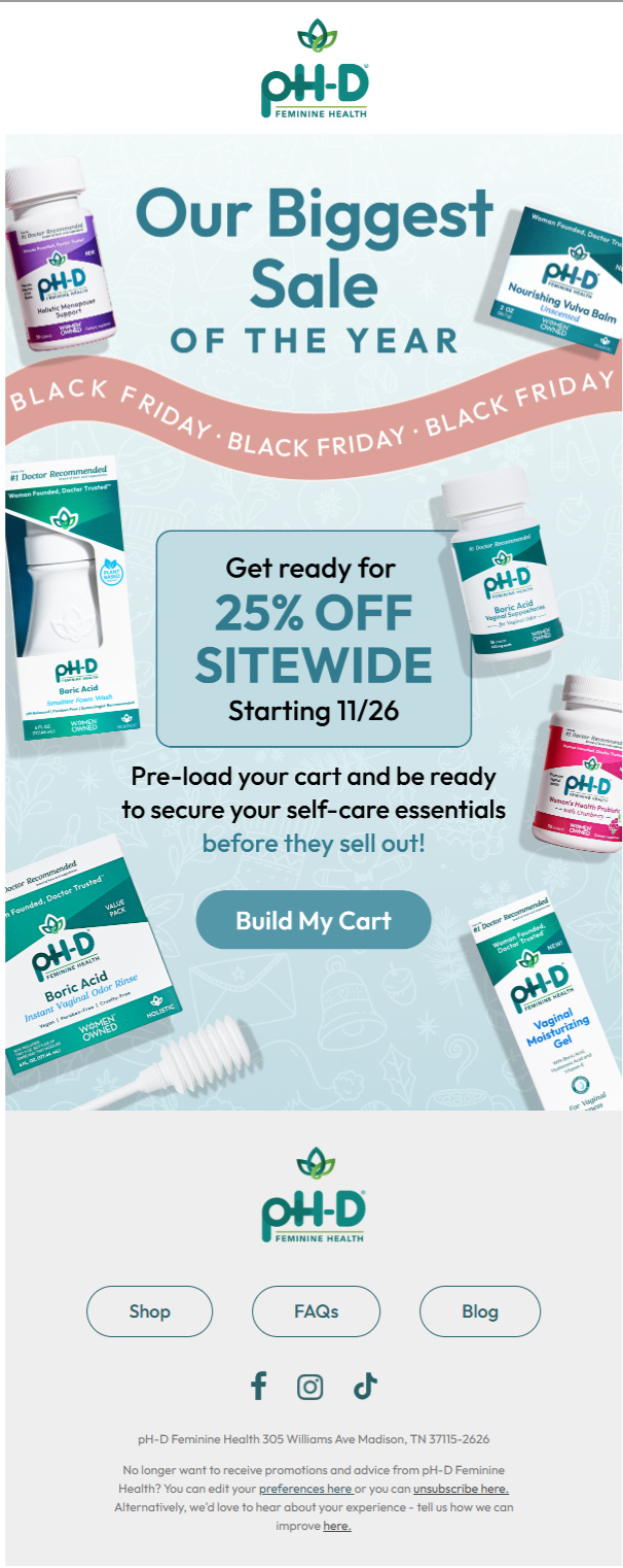 Email design for Black Friday by Flowium.