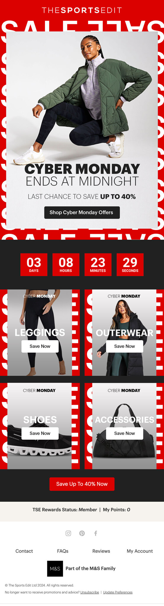 Email design for The Sports Edit.