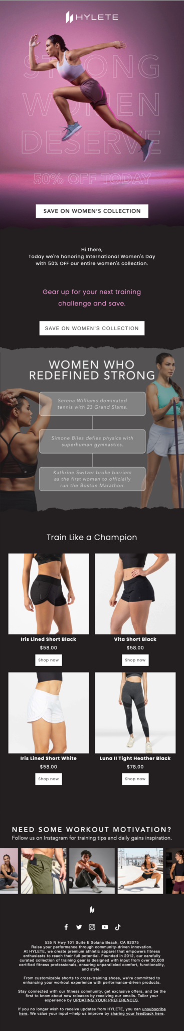 Hylete email design.