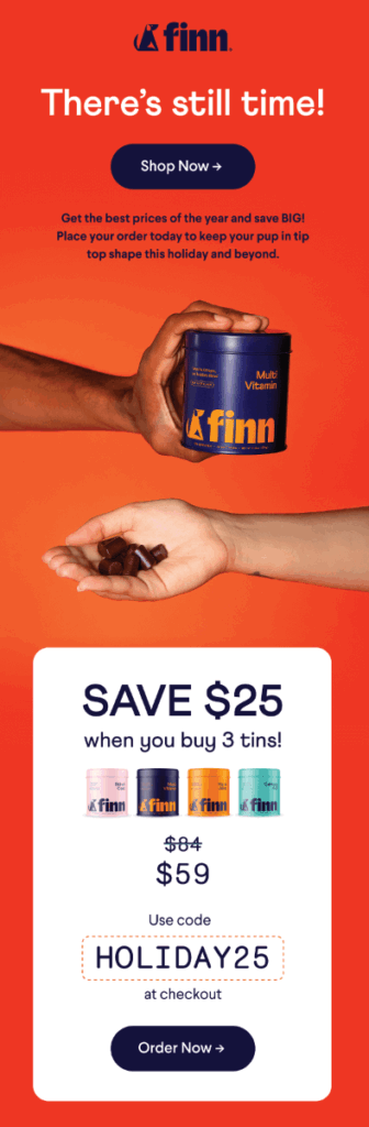 “There’s Still Time” Reminder Email by Finn.