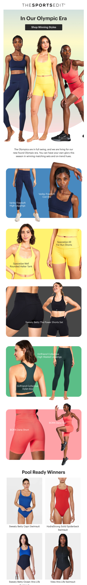 The Sports Edit email design for case study.