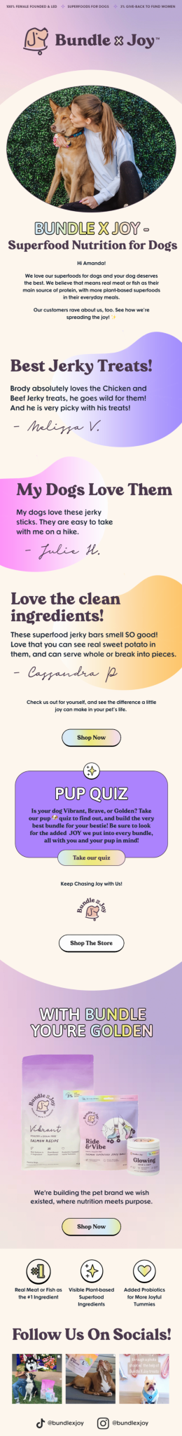 Bundle x Joy email example for case study by Flowium.