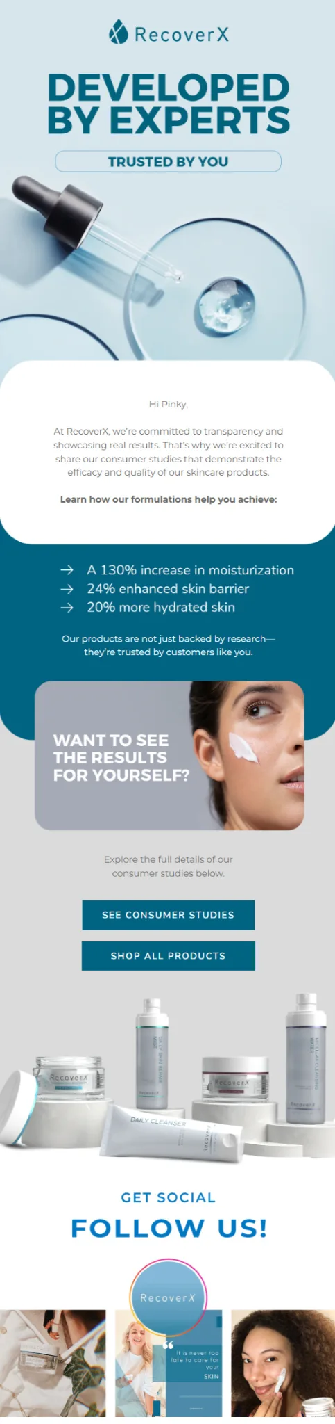 RecoverX email design for case study by Flowium.