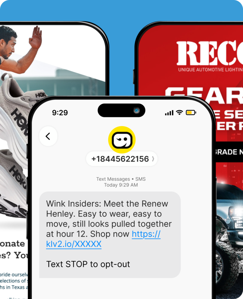 SMS campaign example from Wink Insiders.
