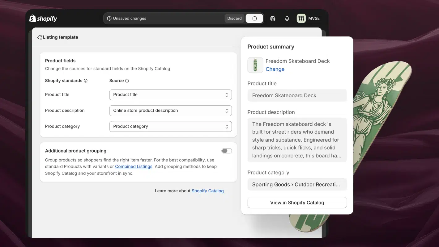 Screenshot of Shopify Agentic Storefronts.