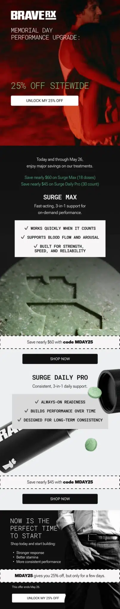 Memorial day email for BraveRX brand.