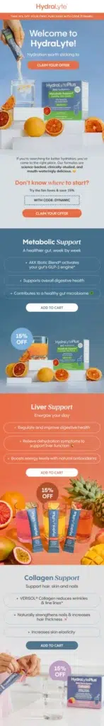 Hydralyte email about metabolic support.
