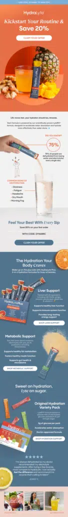 Hydralyte email design.