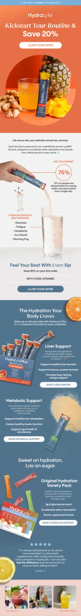 Hydralyte email design.