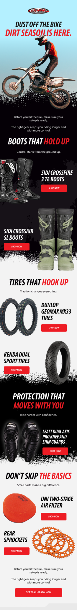Chaparral Motorsport dirt season email.