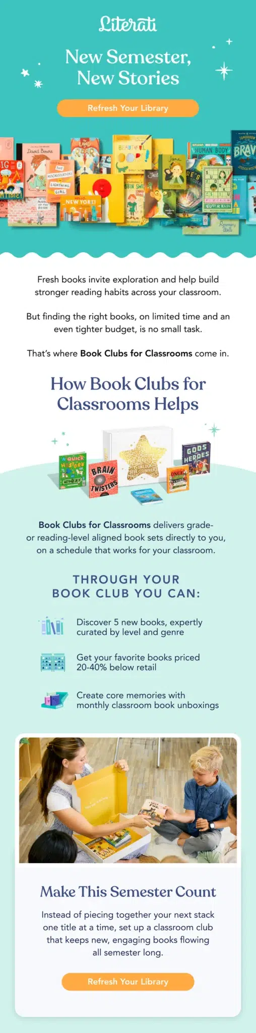 Literati brand - New Semester, New Story email.
