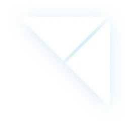 Abstract blue geometric triangle with white center and glowing cyan outline